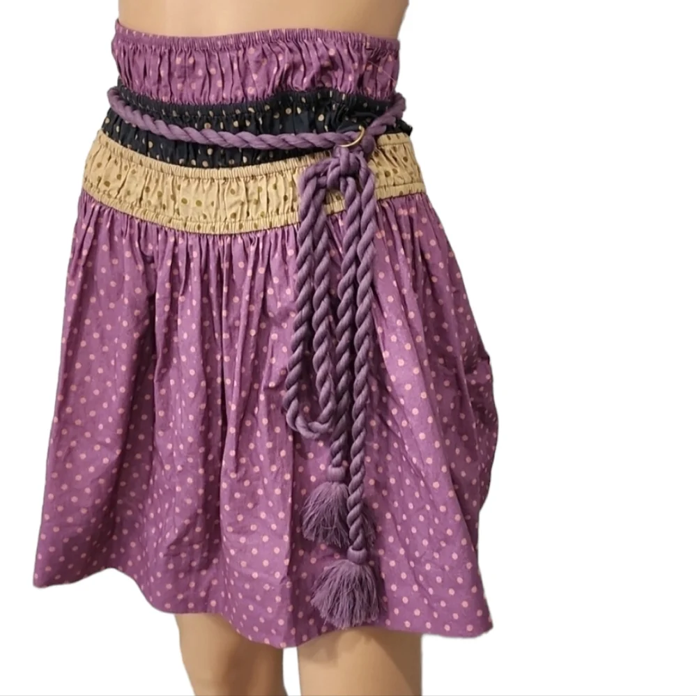 Letmebe Women's cotton skirt Fit and flare polka dot purple tan black Size Small